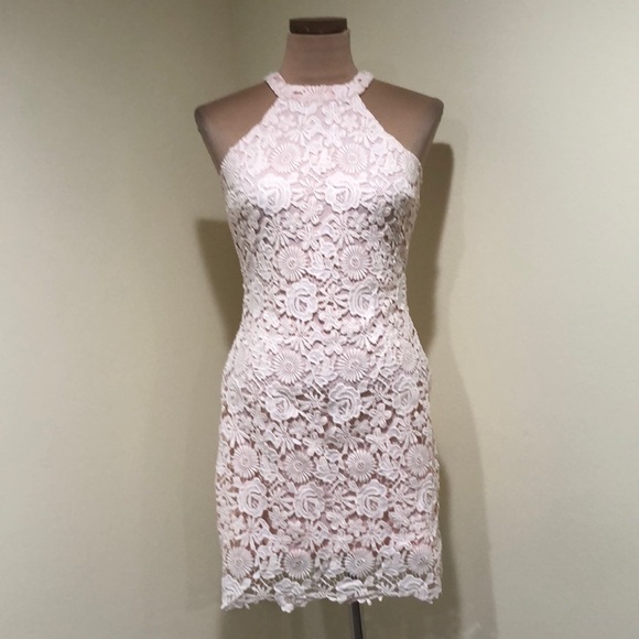 Lulu’s Love Poem Dress Size Small Pastel Pink Floral Guipure Lace - Picture 2 of 8